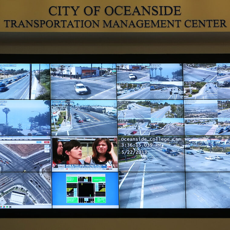 City of Oceanside Traffic Management video wall.